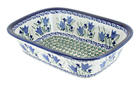 Polish Pottery Blue Tulip Loaf Baker