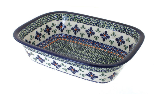 Polish Pottery Mosaic Flower Loaf Baker