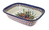 Polish Pottery Floral Butterfly Loaf Baker