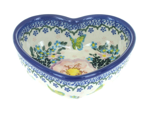 Polish Pottery Apple Blossom Heart Bowl
