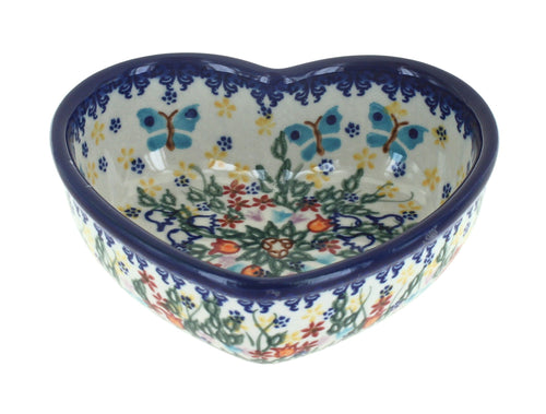 Polish Pottery Garden of Eden Heart Bowl