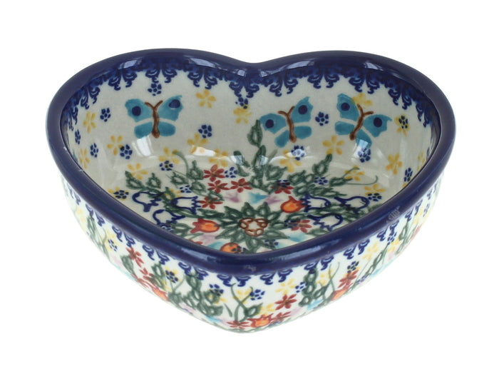 Polish Pottery Garden of Eden Heart Bowl