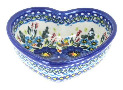 Polish Pottery Garden of Blue Heart Bowl