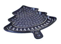 Polish Pottery Winter Nights Christmas Tree Plate