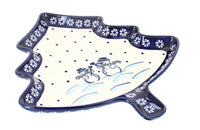 Polish Pottery Frosty Friend Christmas Tree Plate