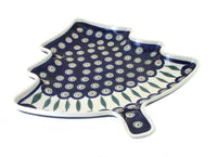 Polish Pottery Peacock Christmas Tree Plate