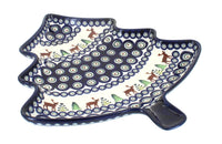 Polish Pottery Reindeer Pine Christmas Tree Plate
