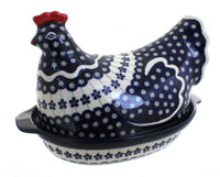 Polish Pottery Flowering Peacock Hen Baker
