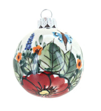 Polish Pottery Floral Butterfly Christmas Ball
