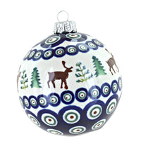 Polish Pottery Reindeer Pine Christmas Ornament