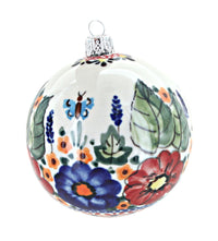 Polish Pottery Floral Butterfly Christmas Ornament