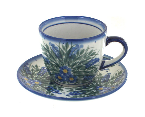 Polish Pottery Hyacinth Cup & Saucer