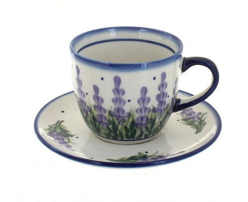 Polish Pottery Lavender Fields Cup & Saucer
