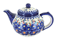Polish Pottery Blue Dahlia Teapot