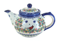 Polish Pottery Winter Cardinal Teapot