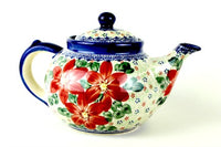 Poinsettia Teapot Polish Pottery