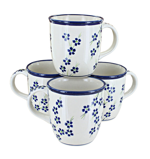 Polish Pottery Willow 4 Piece Mug Set