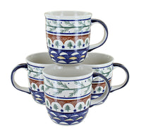 Polish Pottery Evergreen 4 Piece Mug Set