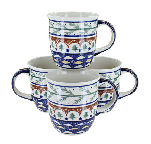 Polish Pottery Evergreen 4 Piece Mug Set