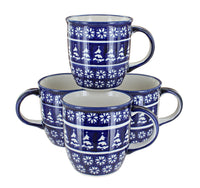 Polish Pottery Winter Nights 4 Piece Mug Set