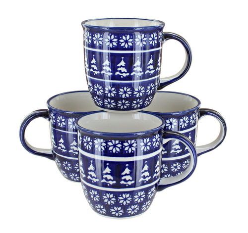 Polish Pottery Winter Nights 4 Piece Mug Set