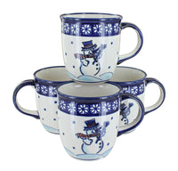 Polish Pottery Frosty Friend 4 Piece Mug Set