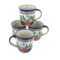 Floral Butterfly 4 Piece Mug Set Polish Pottery