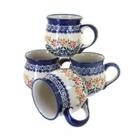 Polish Pottery Garden Bouquet 4 Piece Bubble Mug Set