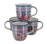 Polish Pottery Jungle Flower 4 Piece Mug Set