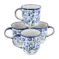 Polish Pottery Vintage Violet 4 Piece Mug Set