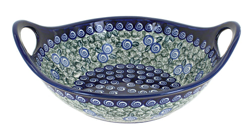 Polish Pottery Seaside Swirl Small Bowl with Handles