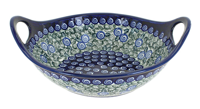 Polish Pottery Seaside Swirl Small Bowl with Handles