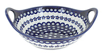 Polish Pottery Flowering Peacock Small Bowl with Handles