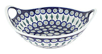Polish Pottery Peacock Small Bowl with Handles