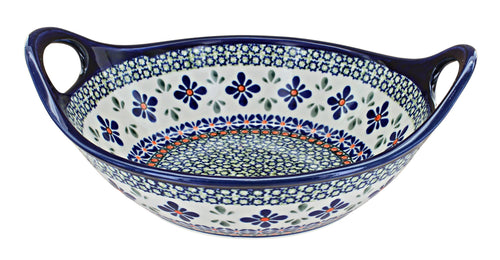 Polish Pottery Mosaic Flower Small Bowl with Handles