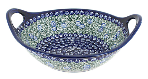 Polish Pottery Seaside Swirl Medium Bowl with Handles