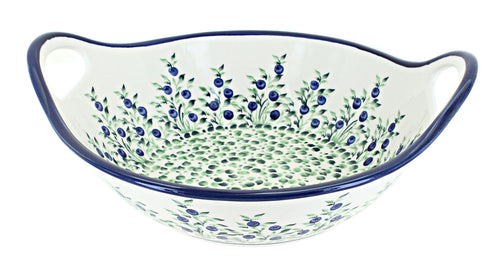 Polish Pottery Porcelain Vine Medium Bowl with Handles