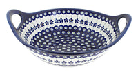 Polish Pottery Flowering Peacock Medium Bowl with Handles