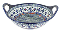 Polish Pottery Mosaic Flower Medium Bowl with Handles