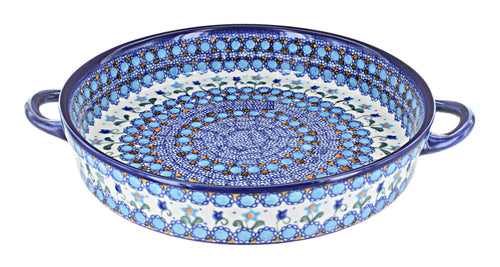 Polish Pottery Savannah Large Round Baker with Handles