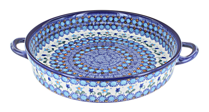 Polish Pottery Savannah Large Round Baker with Handles