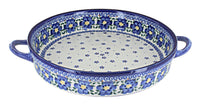 Polish Pottery Spring Blossom Large Round Baker with Handles