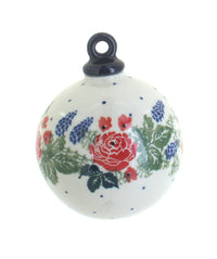 Polish Pottery Winter Floral Large Round Christmas Ornament
