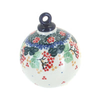 Polish Pottery Holly Large Round Christmas Ornament