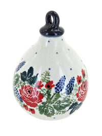 Polish Pottery Winter Floral Teardrop Ornament