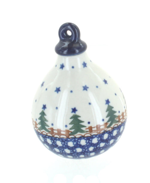 Polish Pottery Rustic Pines Teardrop Christmas Ornament