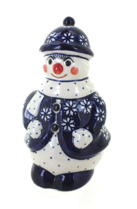 Polish Pottery Winter Nights Snowman Figurine