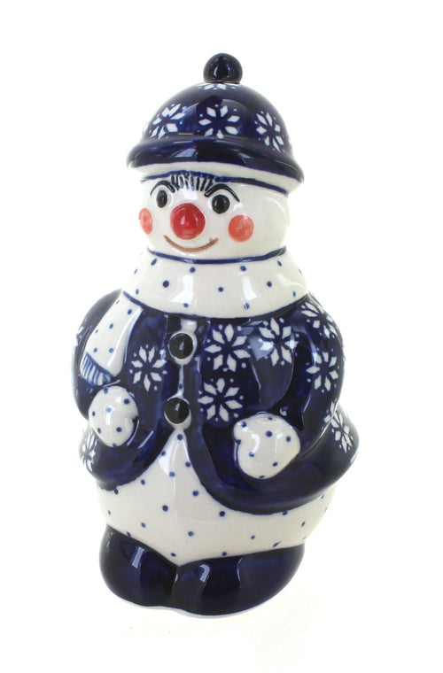 Polish Pottery Winter Nights Snowman Figurine