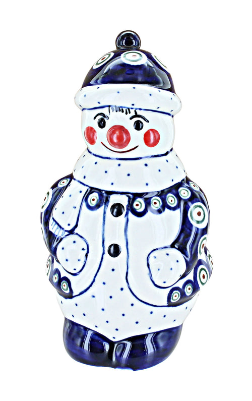 Polish Pottery Reindeer Pine Snowman Figurine