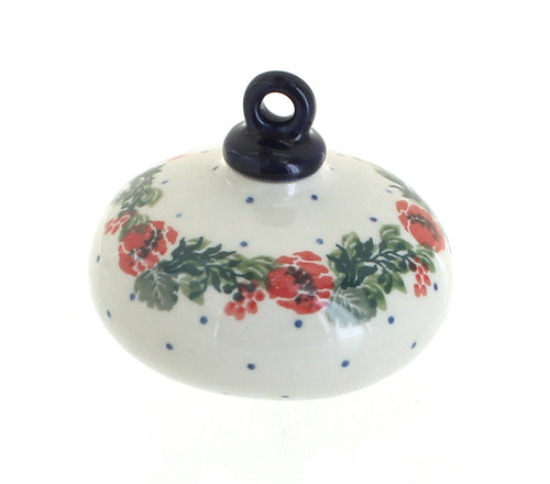 Polish Pottery Holiday Flower Flat Christmas Ornament